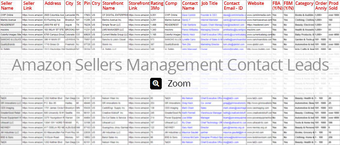 Amazon Sellers Management Contact Leads - $995