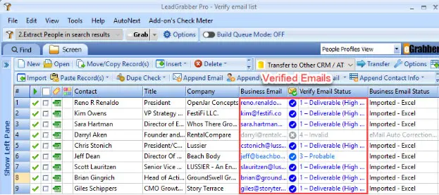 LeadGrabber Pro’s built-in Bulk eMail Verifier - Verified your eMail list in a Click. LeadGrabber Pro’s built-in Bulk eMail Verifier - Verified your eMail list in a Click.