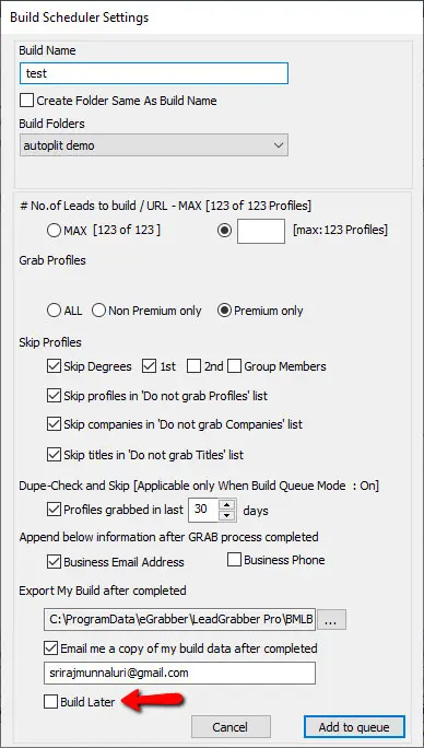 Build Later Option