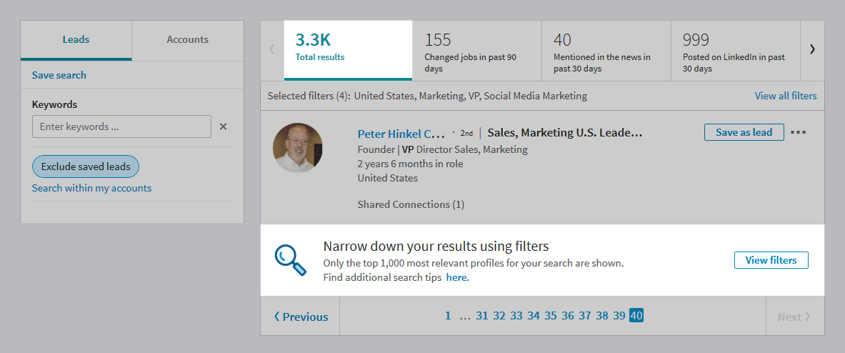 this LinkedIn Sales Navigator search LinkedIn Sales Navigator search results