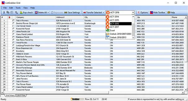 ListGrabber Grid