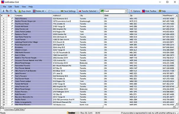 ListGrabber Grid