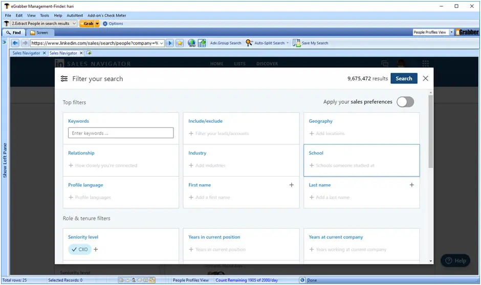 software to search C-Level executives based on title