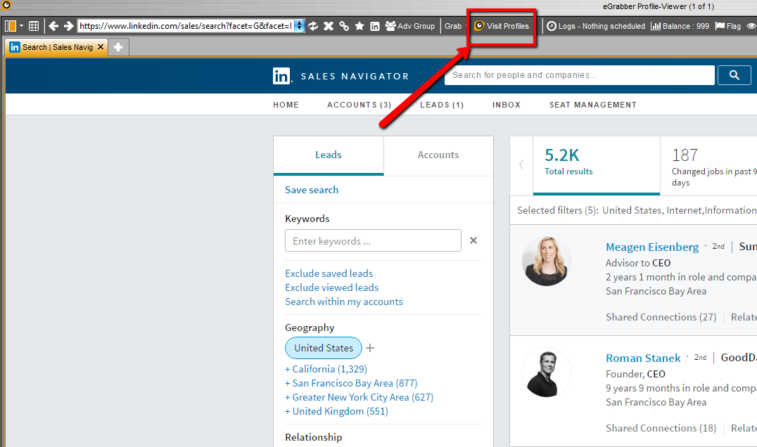 Start a campaign by clicking the "View Profiles" button 