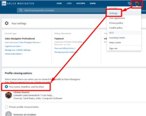 How to change Visibility Settings in Sales Navigator