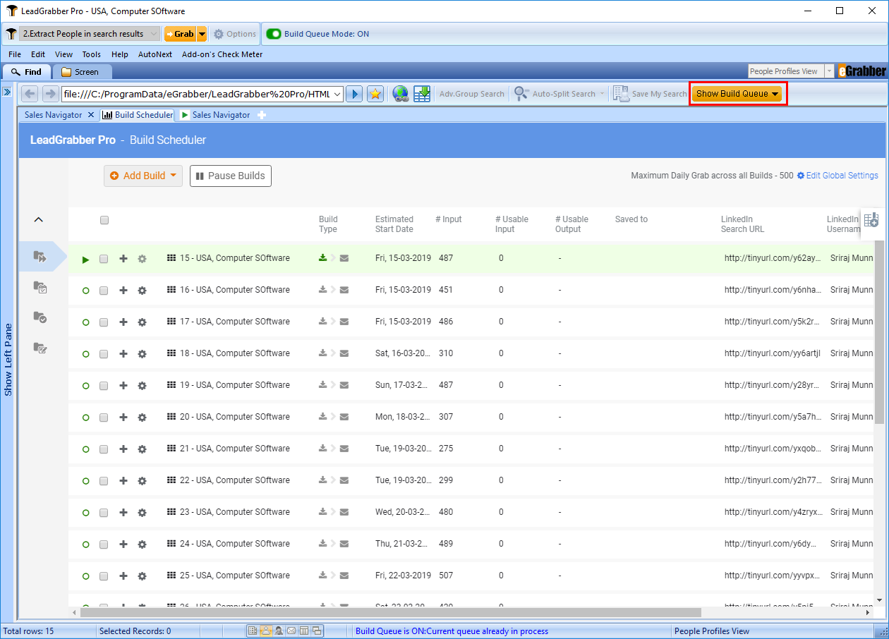 How to add a LinkedIn Lead Search to Build Scheduler? 6