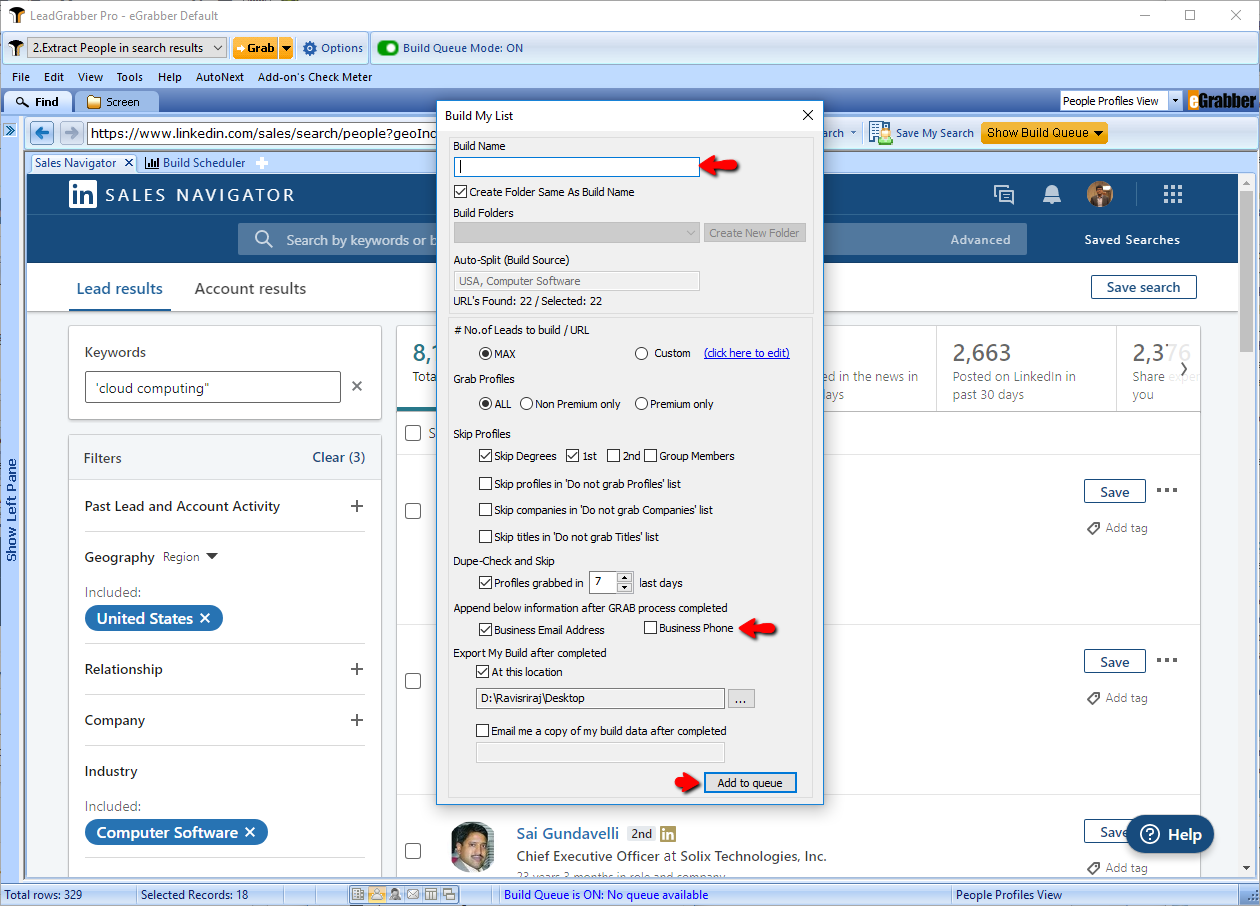 How to add a LinkedIn Lead Search to Build Scheduler? 5