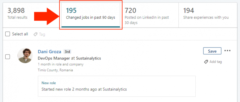 How to find people who recently moved jobs in sales navigator