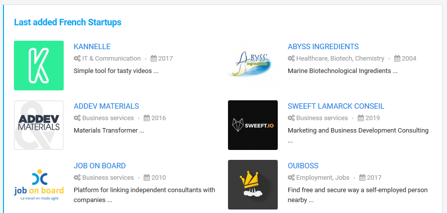 Startup companies list from MyFrenchStartup