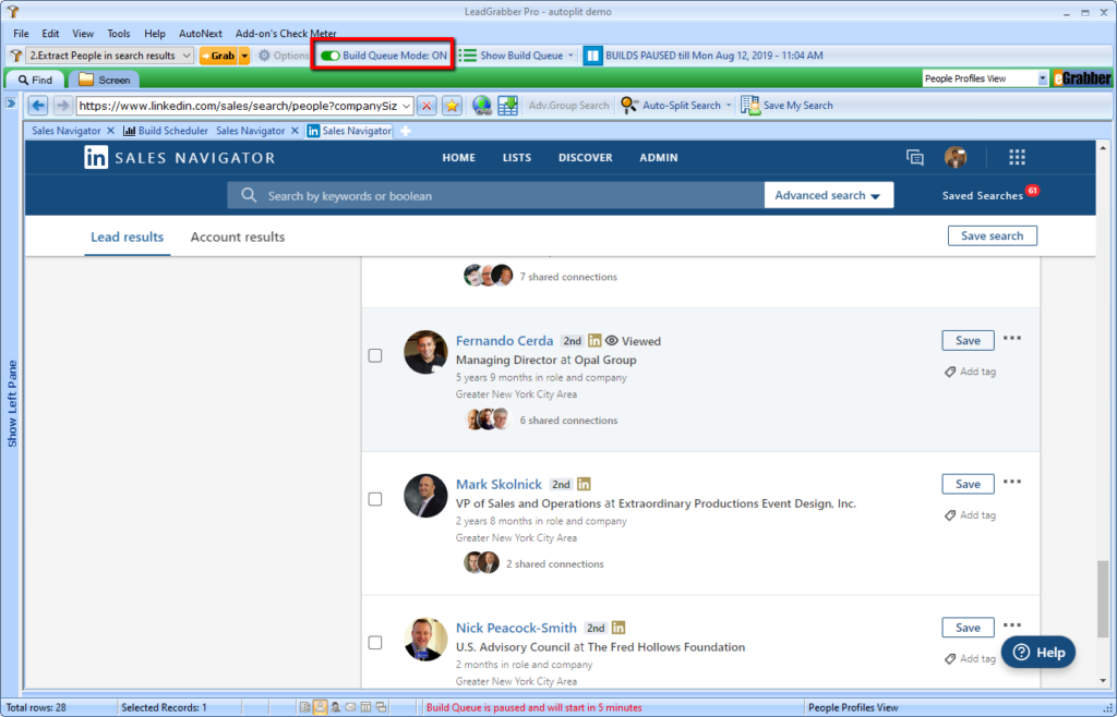 How to Add Multiple LinkedIn lead search URLs 2