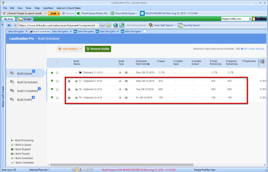 How to Add Multiple LinkedIn lead search URLs 7