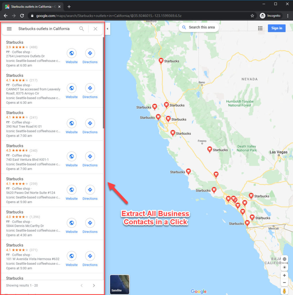 extract data from Google Maps to Excel