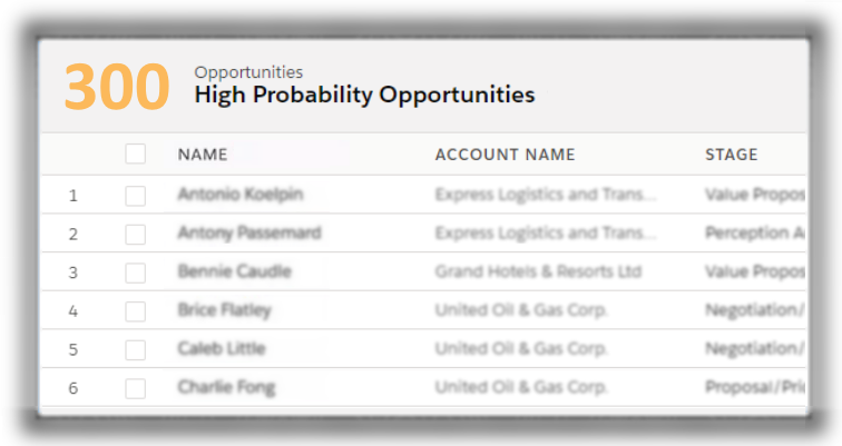 300 high probability opportunities