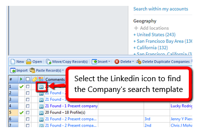 Select the LinkedIn in Tab in the Grid